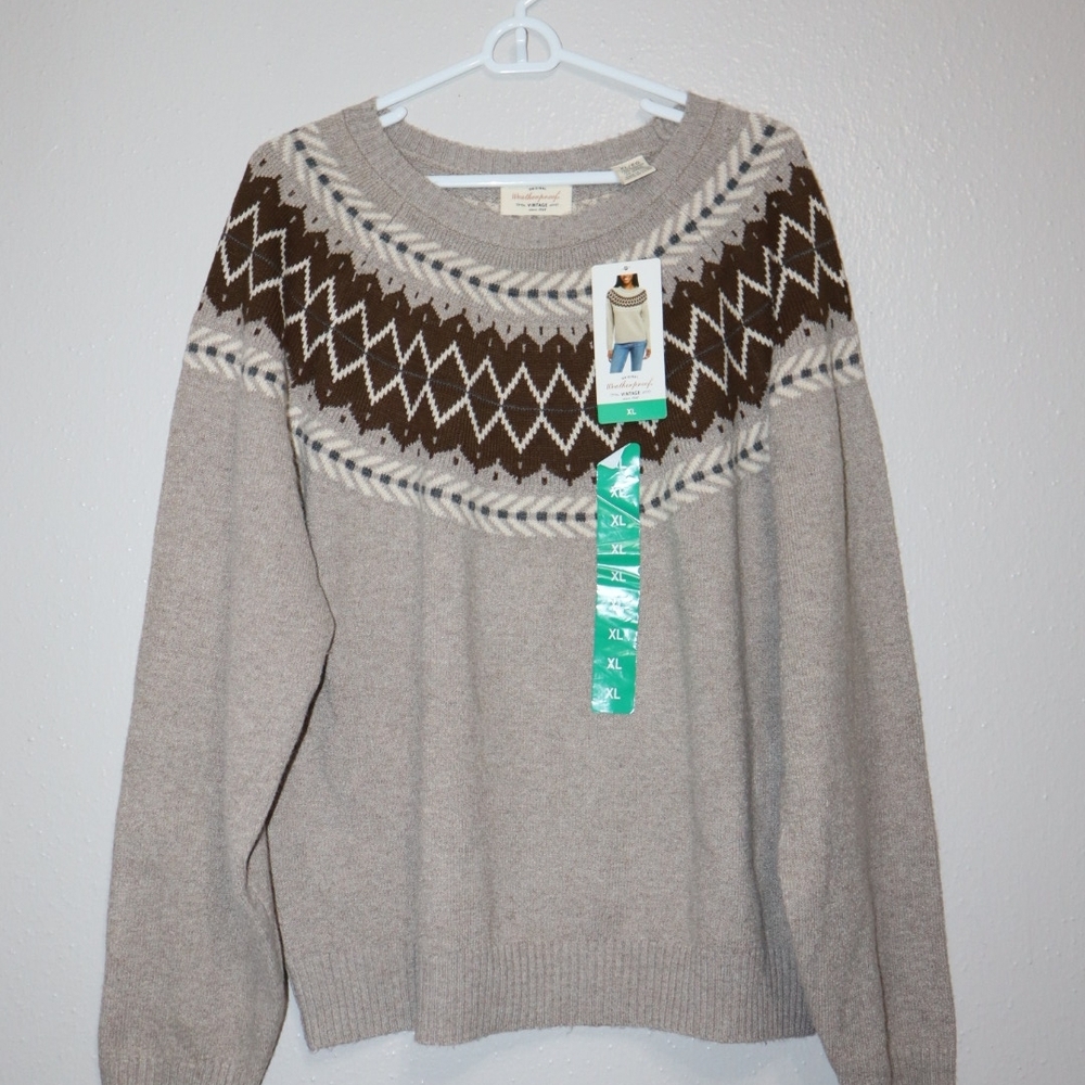 Weatherproof Women's Taupe and Cream Sweater